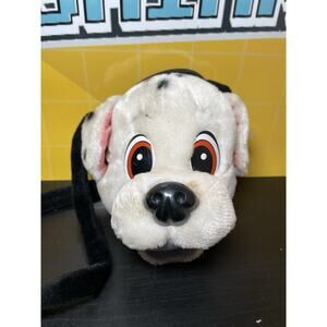Vintage 1990’s Disney 101 Dalmations Plush Puppy Head Zip Bag 8” Purse dogs RARE